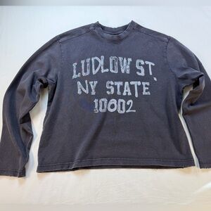 Dark Gray Crew Neck Cotton Pullover Sweatshirt Oversized Small